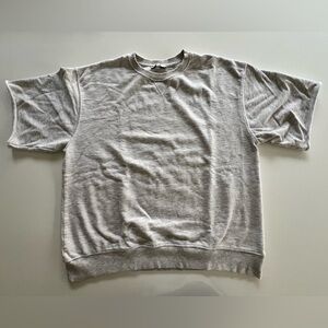 Zara Light Gray Women’s Oversized Short Sleeved Sweatshirt